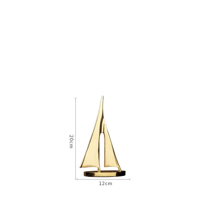Abstract Geometric Metal Sailboat Sculpture