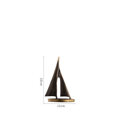 Abstract Geometric Metal Sailboat Sculpture