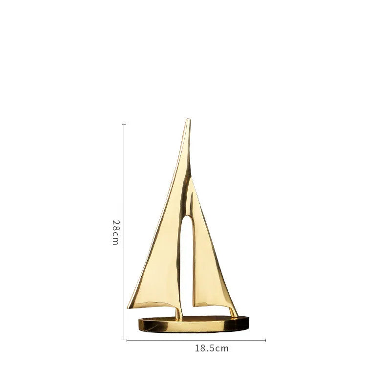 Abstract Geometric Metal Sailboat Sculpture