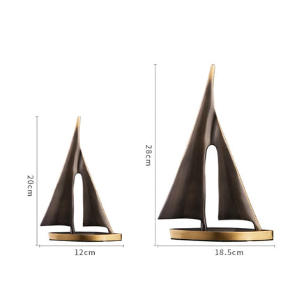 Abstract Geometric Metal Sailboat Sculpture