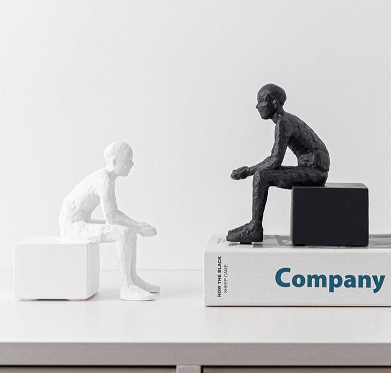 Modern Abstract Sitting and Observing Sculpture