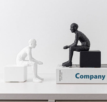 Modern Abstract Sitting and Observing Sculpture