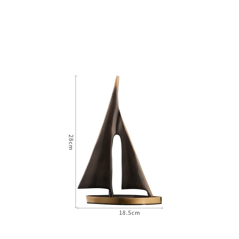 Abstract Geometric Metal Sailboat Sculpture