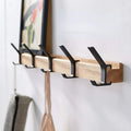 Nordic Wall-Mounted Coat Rack | Adjustable Dual Hooks in Black & Wood Finish