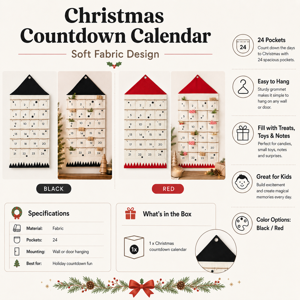 Personalized Christmas Countdown Calendar Fabric Design