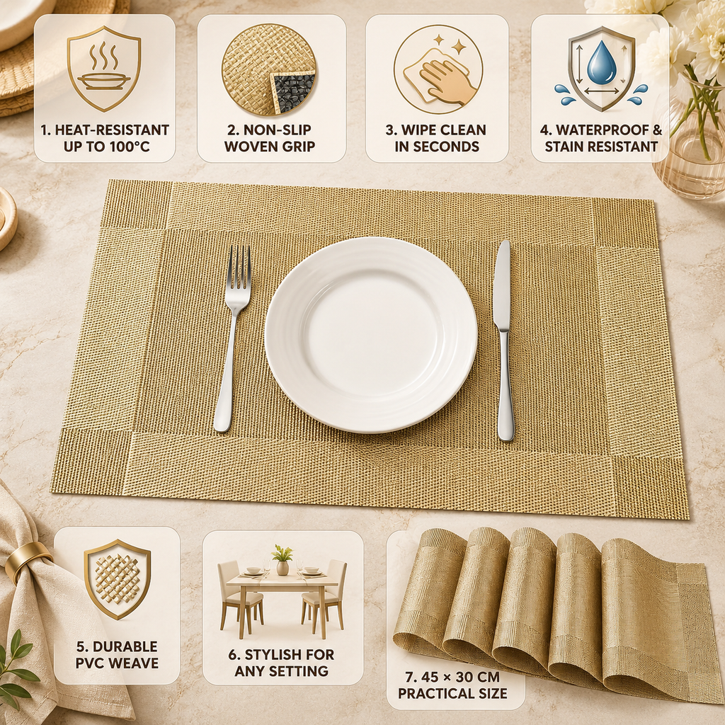 PlaciMat | Heat-Resistant PVC Placemats | Washable & Non-Slip Table Mats