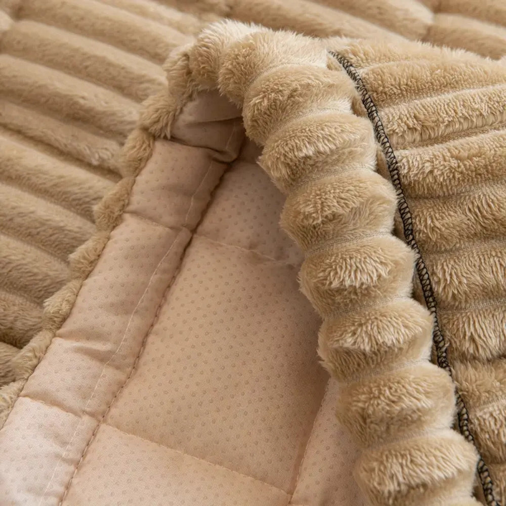 Plush Couch Cover Pleated Edges Sofa Protection Comfort