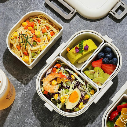 Bento Lunch Box 800ml Leak Proof - Portable Food Container with 3 Removable Compartments for Kids, School, Work, Travel