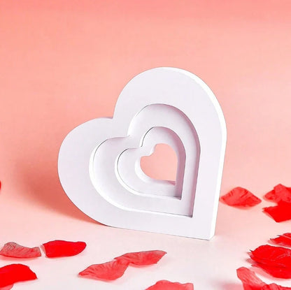 3-Piece White Heart-Shaped Decorative Set