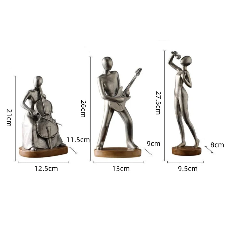 Abstract Musician Figurines - Resin Cello & Guitar Sculptures