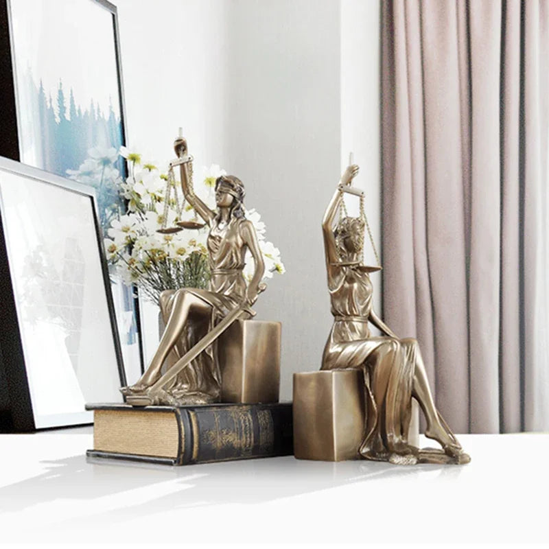 European Antique Justice Goddess Bookends