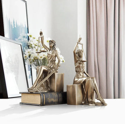 European Antique Justice Goddess Bookends