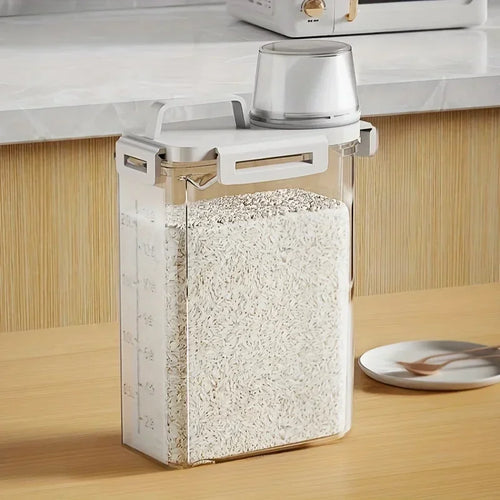Airtight Grain Storage Container | 2.5L Rice, Cereal & Flour Dispenser with Measuring Cup