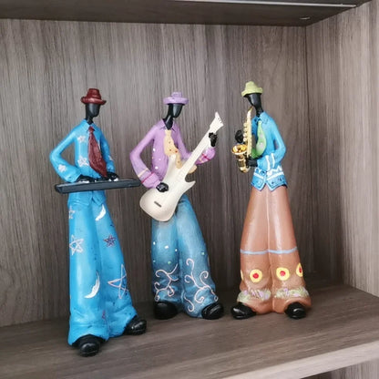 Retro Bookshelf Band Figurines - Cute Cartoon Home Decor Gifts