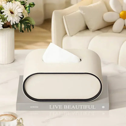 Light Luxury Oval Leather Tissue Box Cover