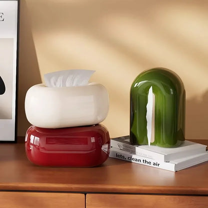 Creative Oval Porcelain Pull-Out Tissue Box for Home Decor