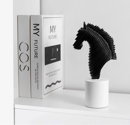 Abstract Striped Horse Head Statue