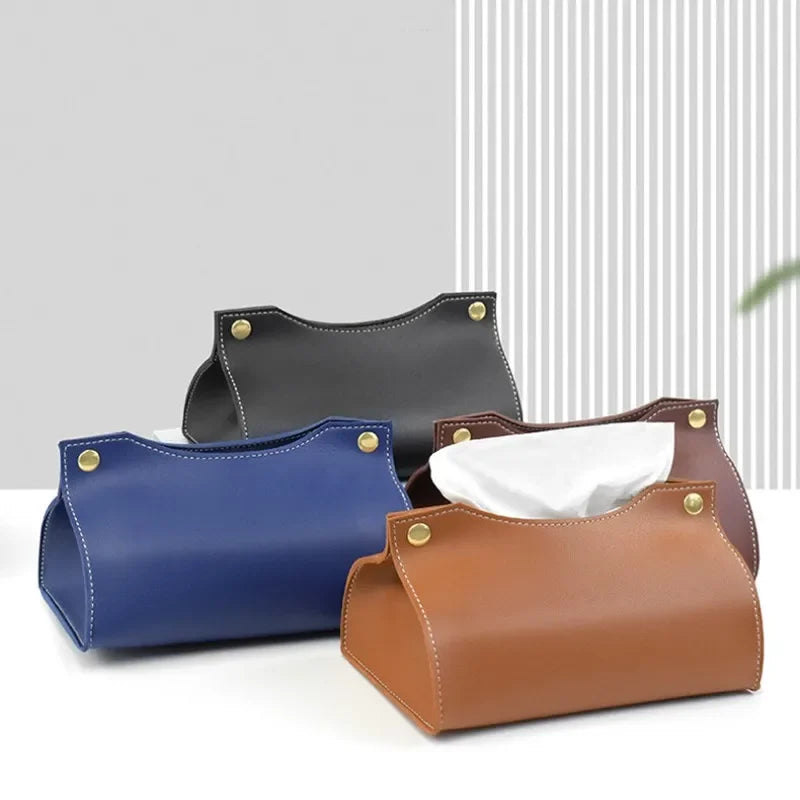 Premium PU Leather Tissue Box Holder for Home, Car & Office