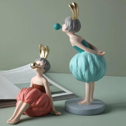 Elegant Bubble Gum Girl Figurine