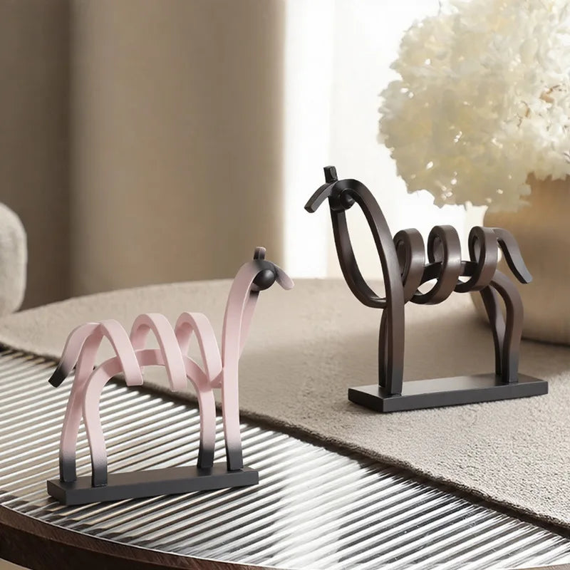 Abstract Hollow Line Horse Resin Sculpture