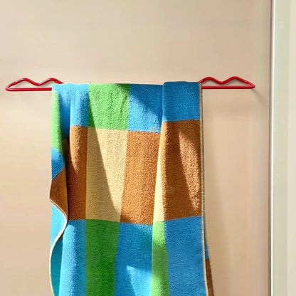 Dopamine Wave Cast Iron Wall-Mounted Towel Bar | Modern Bathroom Towel Rack Organizer