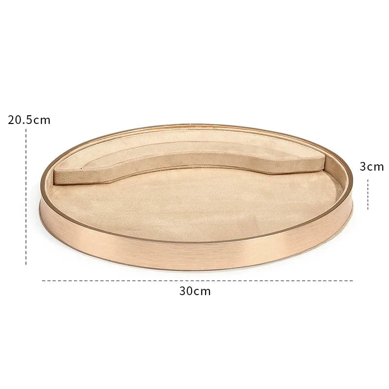 Oval Metal & Velvet Jewelry Organizer Tray