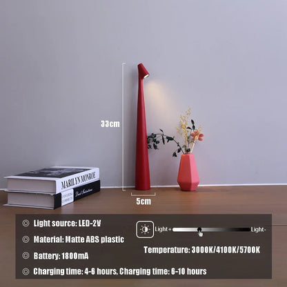 Rechargeable LED Table Lamp - USB Charging Touch Dimmable Minimalist Lamp for Bedside, Desk, Living Room Accent Lighting