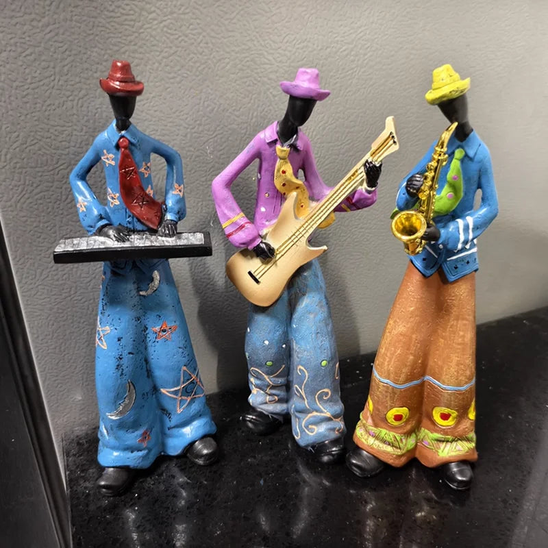 Retro Bookshelf Band Figurines - Cute Cartoon Home Decor Gifts