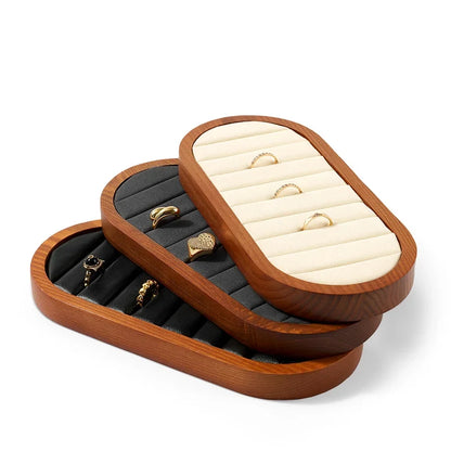 Solid Wood & Microfiber Ring Display Stand