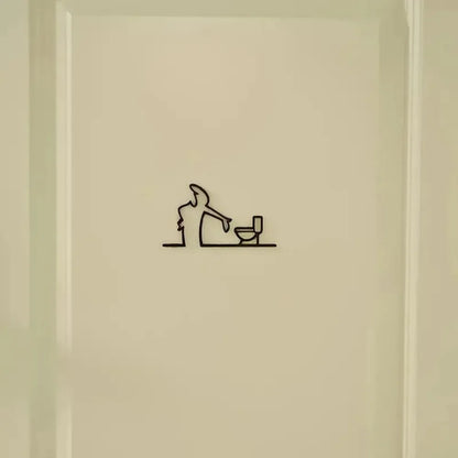 Modern Metal Bathroom Corner Art Sign