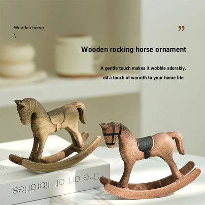 Hand-Finished Retro Wooden Rocking Horse Decor