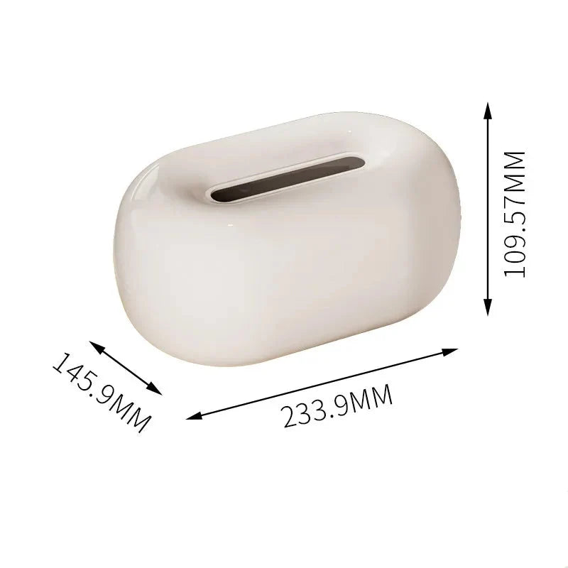 Creative Oval Porcelain Pull-Out Tissue Box for Home Decor