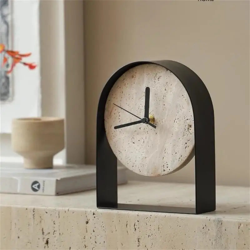 Luxurious Modern Marble & Metal Desk Clock