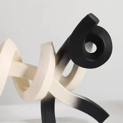 Abstract Twisted Line Cat Resin Sculpture | Desk & Home Décor