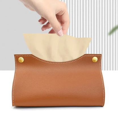 Premium PU Leather Tissue Box Holder for Home, Car & Office
