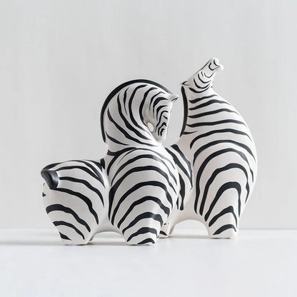 Modern Zebra and Horse Ceramic Sculpture