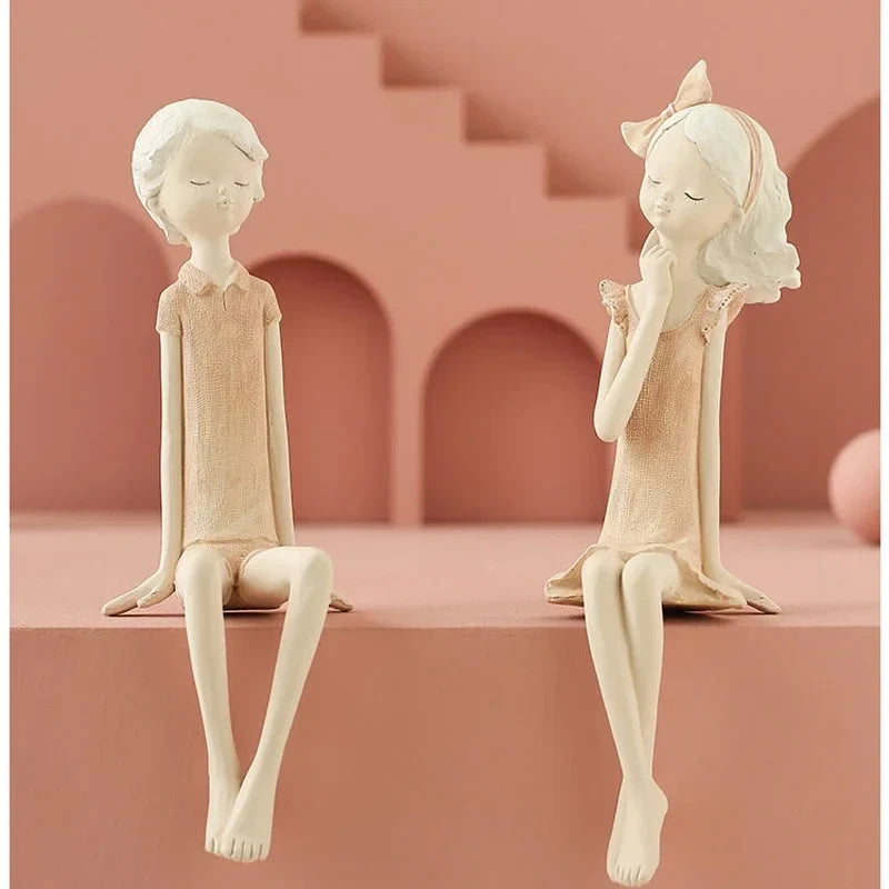 Simple Nordic Girl Heart Statuette Collection