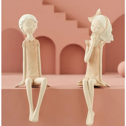 Simple Nordic Girl Heart Statuette Collection