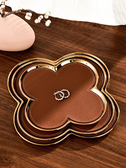 Luxury Leather Clover Tray