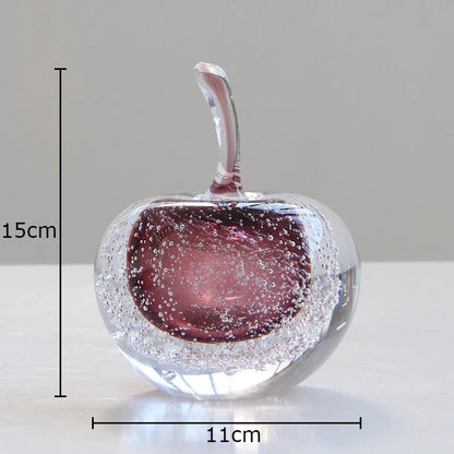 Bubble Glass Apple and Pear Statue - Aesthetic Fruit Desk Decoration