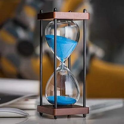 Large 60-Minute Metal & Glass Hourglass Sand Timer