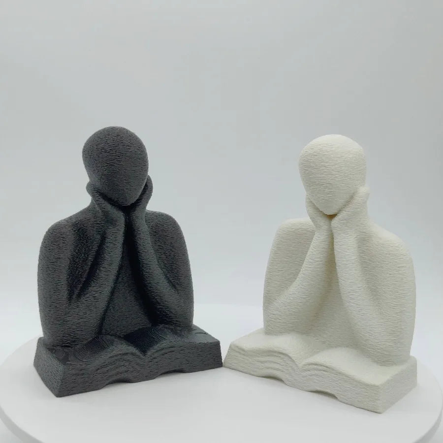 Solitude Thinker Statue — Minimalist Reading Figure for Bookshelf & Desk
