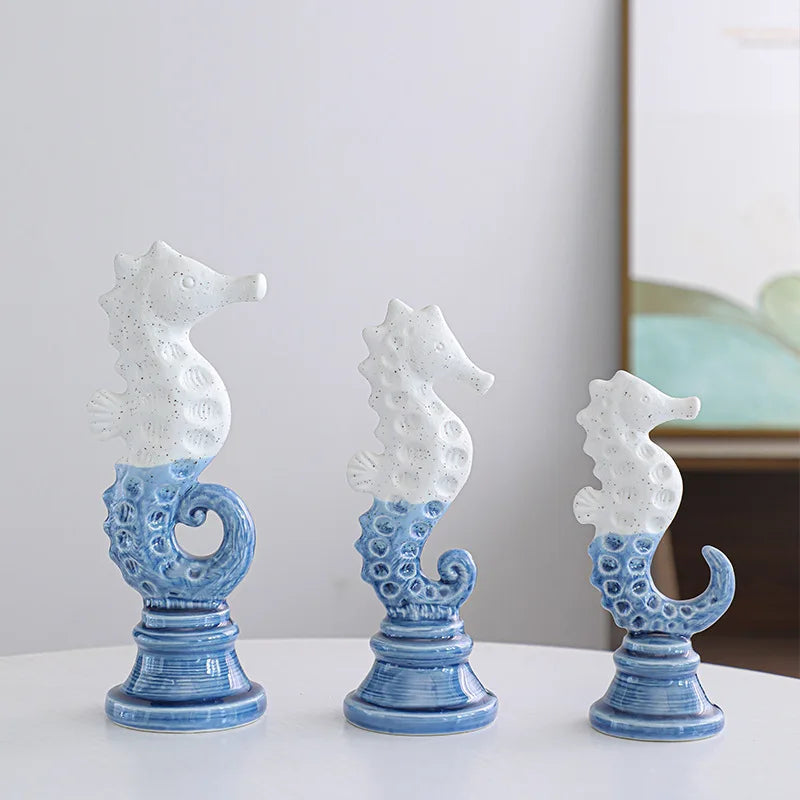 Resin Seahorse Chess Piece Statue