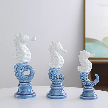 Resin Seahorse Chess Piece Statue