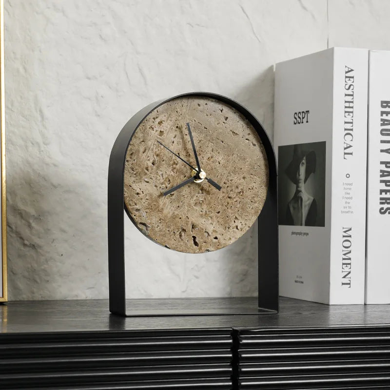 Luxurious Modern Marble & Metal Desk Clock