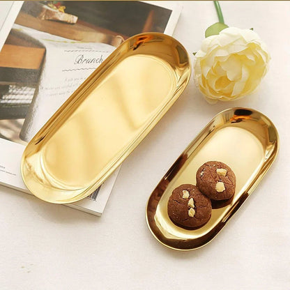 Gold Stainless Steel Vanity & Jewelry Organizer Tray