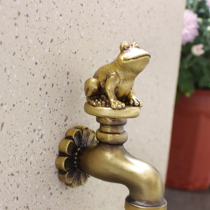 Flowing Rainbow Frog Faucet Resin Statue Garden & Room Decor Ornament
