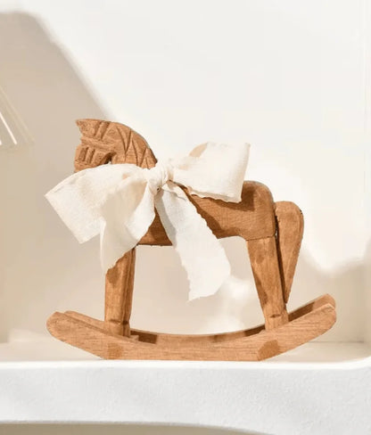 Hand-Carved Heirloom Wooden Rocking Horse Decor
