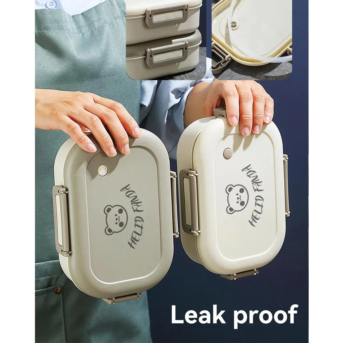 Bento Lunch Box 800ml Leak Proof - Portable Food Container with 3 Removable Compartments for Kids, School, Work, Travel