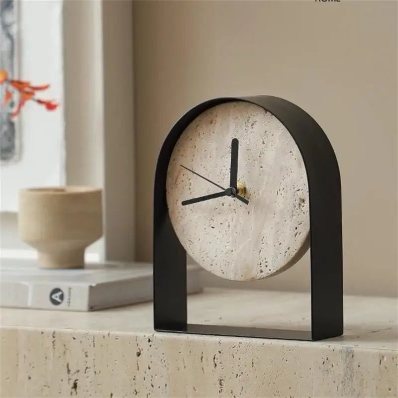 Luxurious Modern Marble & Metal Desk Clock